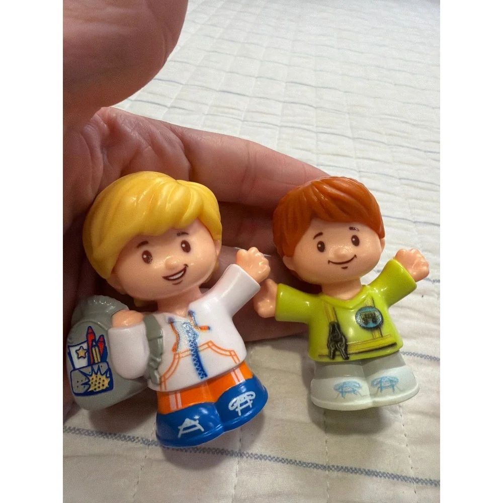 Fisher-Price Little People Lot of 5 Figures Race Car Driver Overalls Backpack